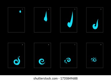 Raucheffekt. blauer Rauch animierte Sprite Blatt. klassische Rauch-Effekt-Animation für Spiel, Cartoon oder Animation. Vektorstil-Animation Effekt 1686.