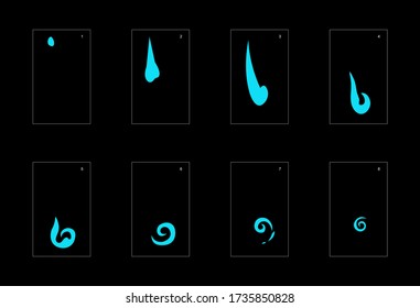 Smoke effect. blue smoke animation sprite sheet. classic smoke effect animation for game or cartoon or animation. vector style animation effect 1668.