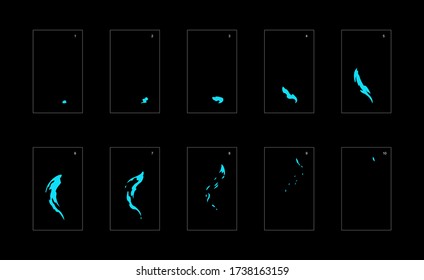 Smoke effect. blue smoke animation sprite sheet. classic smoke effect animation for game or cartoon or animation. vector style animation effect 1746.