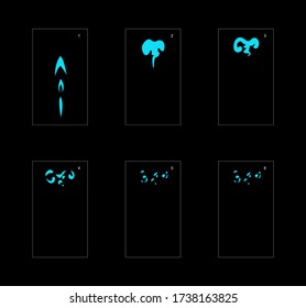 Smoke effect. blue smoke animation sprite sheet. classic smoke effect animation for game or cartoon or animation. vector style animation effect 1722.