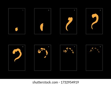 Smoke effect. dust smoke animation sprite sheet. classic dust smoke effect animation for game or cartoon or animation. vector style animation effect 1621.
