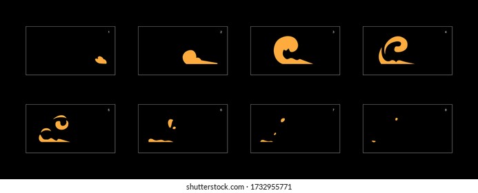 Smoke effect. dust smoke animation sprite sheet. classic dust smoke effect animation for game or cartoon or animation. vector style animation effect 1603.