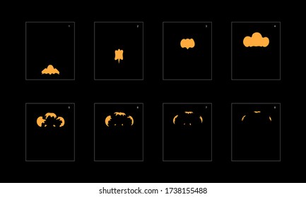Efecto humo. hoja de animación de humo de polvo. animación clásica con efecto de humo de polvo para juegos, dibujos animados o animaciones. efecto de animación de estilo vectorial 1741.
