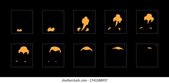 Smoke effect. dust smoke animation sprite sheet. classic dust smoke effect animation for game or cartoon or animation. vector style animation effect 1813.