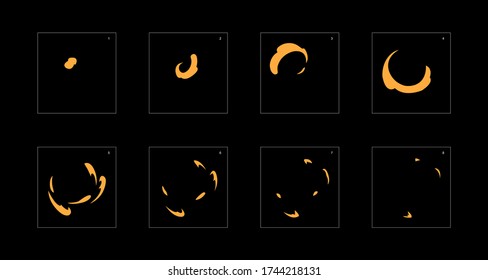 Efecto humo. hoja de animación de humo de polvo. animación clásica con efecto de humo de polvo para juegos, dibujos animados o animaciones. efecto de animación de estilo vectorial 1867.