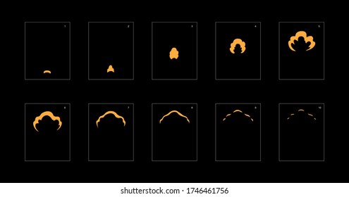 Efecto humo. hoja de animación de humo de polvo. animación clásica con efecto de humo de polvo para juegos, dibujos animados o animaciones. efecto de animación de estilo vectorial 1873.