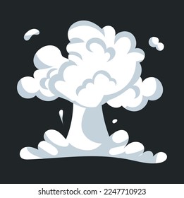 Smoke effect of explosion bomb with gas or dust clouds. Vector illustration in comic cartoon design