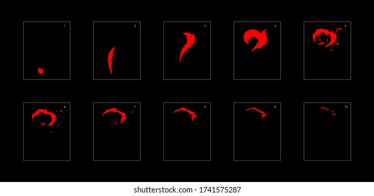 Smoke effect. fire smoke animation sprite sheet. classic fire smoke effect animation for game or cartoon or animation. vector style fire animation effect 1832.