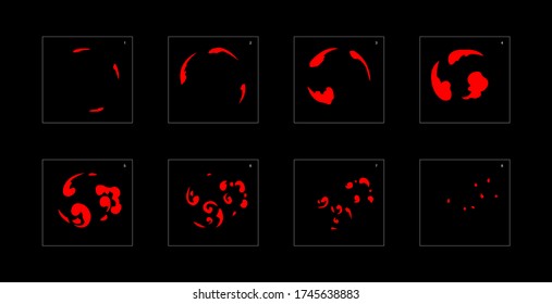 Smoke effect. fire smoke animation sprite sheet. classic fire smoke effect animation for game or cartoon or animation. vector style fire animation effect 