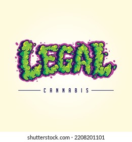 Smoke effect legal weed words lettering illustration vector illustrations for your work logo, merchandise t-shirt, stickers,label designs, poster, greeting cards advertising business company or brands