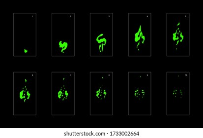 Smoke effect. liquid smoke animation sprite sheet. classic liquid smoke effect animation for game or cartoon or animation. vector style liquid animation effect 1611.