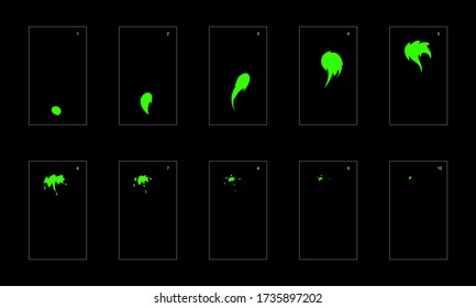 Smoke effect. liquid smoke animation sprite sheet. classic liquid smoke effect animation for game or cartoon or animation. vector style liquid animation effect 1665.