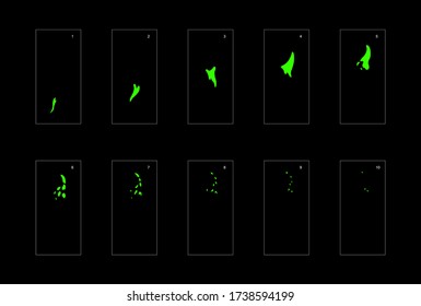 Efecto humo. lámina de esprite de animación de humo líquido. animación clásica con efecto de humo líquido para juegos, dibujos animados o animaciones. efecto de animación líquida de estilo vectorial 1761.
