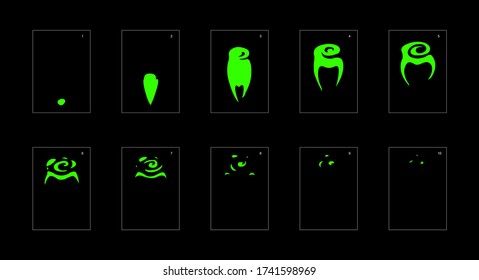 Smoke effect. liquid smoke animation sprite sheet. classic liquid smoke effect animation for game or cartoon or animation. vector style liquid animation effect 1821.