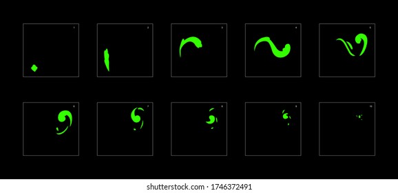 Smoke effect. liquid smoke animation sprite sheet. classic liquid smoke effect animation for game or cartoon or animation. vector style liquid animation effect 1899.