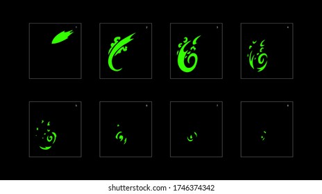 Smoke effect. liquid smoke animation sprite sheet. classic liquid smoke effect animation for game or cartoon or animation. vector style liquid animation effect 1881.