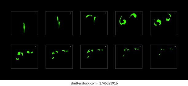 Smoke effect. liquid smoke animation sprite sheet. classic liquid smoke effect animation for game or cartoon or animation. vector style liquid animation effect 1905.