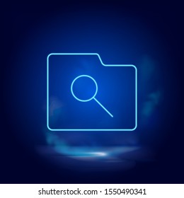 Smoke effect neon style vector icons, search, folder neon icon.