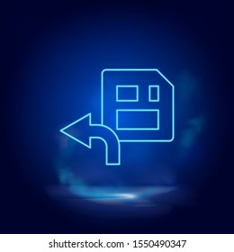 Smoke effect neon style vector icons, diskette, save neon icon.