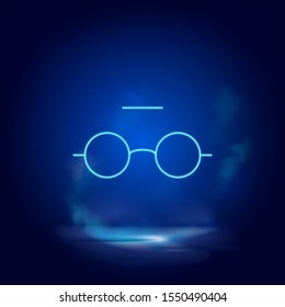 Smoke effect neon style vector icons, glasses, mark, unread neon icon.