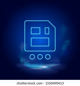 Smoke effect neon style vector icons, as, diskette, save neon icon.