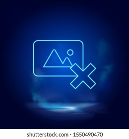Smoke effect neon style vector icons, photo, delete neon icon.