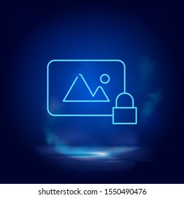 Smoke effect neon style vector icons, private, lock, photo neon icon.