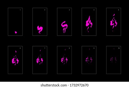 Smoke effect. poison smoke animation sprite sheet. classic poison smoke effect animation for game or cartoon or animation. vector style poison animation effect 1612.