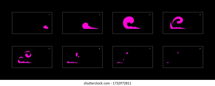 Smoke effect. poison smoke animation sprite sheet. classic poison smoke effect animation for game or cartoon or animation. vector style poison animation effect 1606.