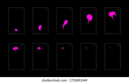 Efecto humo. hoja de cálculo de animación de humo de veneno. animación clásica con efecto de humo venenoso para juegos, dibujos animados o animaciones. efecto de animación de envenenamiento de estilo vectorial 1666.