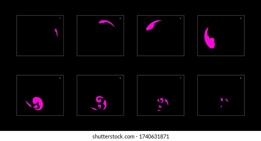 Efecto humo. hoja de cálculo de animación de humo de veneno. animación clásica con efecto de humo venenoso para juegos, dibujos animados o animaciones. efecto de animación venenosa de estilo vectorial 1798.