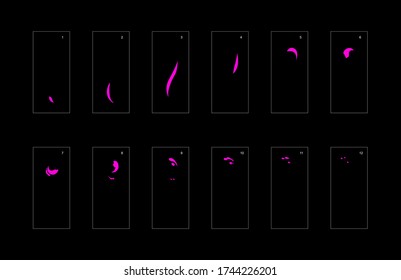 Efecto humo. hoja de cálculo de animación de humo de veneno. animación clásica con efecto de humo venenoso para juegos, dibujos animados o animaciones. efecto de animación venenosa de estilo vectorial 1852.