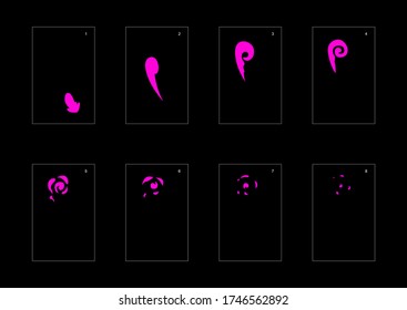 Smoke effect. poison smoke animation sprite sheet. classic poison smoke effect animation for game or cartoon or animation. vector style poison animation effect 1912.
