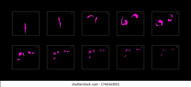 Smoke effect. poison smoke animation sprite sheet. classic poison smoke effect animation for game or cartoon or animation. vector style poison animation effect 1906.