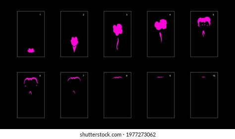 Smoke effect. poison smoke animation sprite sheet. classic poison smoke effect animation for game or cartoon or animation. vector style poison animation effect 1948.