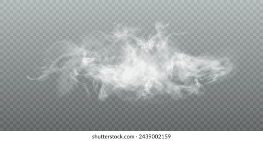 Smoke effect. Realistic vector fog effect and transparent magic fog. White steam, border of creeping smoke. Mockup of cloudy and growing smog. Vector 10 ep.