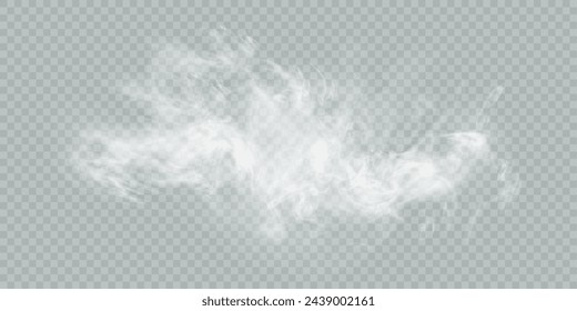 Smoke effect. Realistic vector fog effect and transparent magic fog. White steam, border of creeping smoke. Mockup of cloudy and growing smog. Vector 10 ep.
