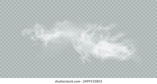 Smoke effect. Realistic vector fog effect and transparent magic fog. White steam, border of creeping smoke. Mockup of cloudy and growing smog. Vector 10 ep.	