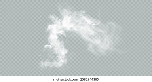 Smoke effect. Realistic vector fog effect and transparent magic fog. White steam, border of creeping smoke. Mockup of cloudy and growing smog. Vector 10 ep.	