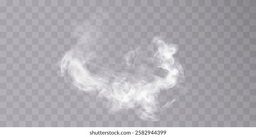 Smoke effect. Realistic vector fog effect and transparent magic fog. White steam, border of creeping smoke. Mockup of cloudy and growing smog. Vector 10 ep.	