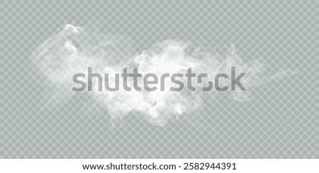 Smoke effect. Realistic vector fog effect and transparent magic fog. White steam, border of creeping smoke. Mockup of cloudy and growing smog. Vector 10 ep.	