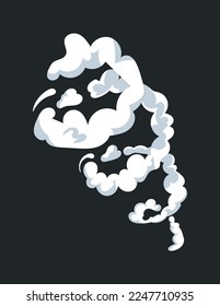 El efecto de humo con movimiento giratorio y la nube moldea el rastro de aire. Ilustración vectorial en el diseño de historietas