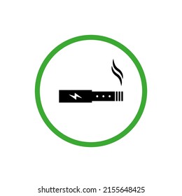 Icono de silueta de zona de cigarrillos electrónica de humo. El Cigarrillo Electrónico De Fumar Permite Pictograma De Glifo De Área. Símbolo de lugar de zona de vídeo. Vaping Electric Cigarette Safe Room Posible. Ilustración de vectores aislados.