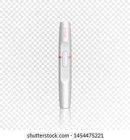 Smoke electronic iqos cigarette icon. Realistic illustration of white electronic cigarette. Vector icon for web design