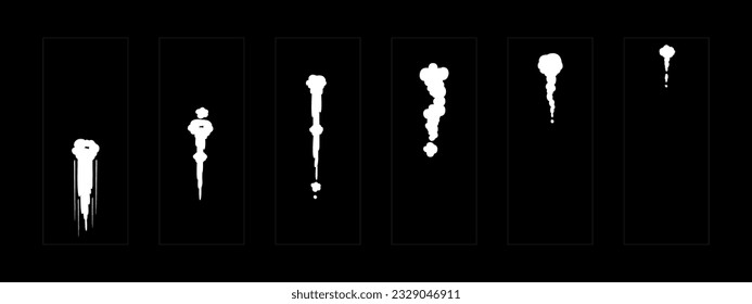 Animación de explosión de humo. 2.ª caricatura fuma marcos de hojas de sátira animadas. Conjunto de ilustración vectorial de efecto de secuencia.