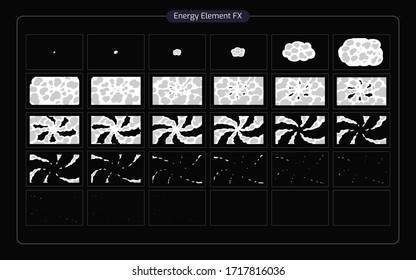 Smoke Explosion Animation. Dust Smoke Transition Effect Sprites Sheet For Games, Cartoon Or Motion Design. Eps-10 Vector Illustration.