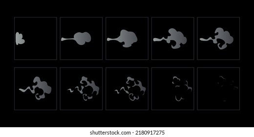 Smoke Explosion Animation Fx. Smoke Explode Sprite Sheet For Game, Cartoon, Classic Animation Or Video Add.