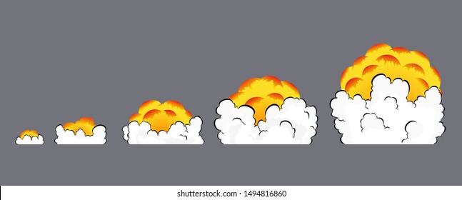 Animación de explosión de humo. Animación de humo. Animación de explosión. Ficha especial para juegos, dibujos animados o animaciones.