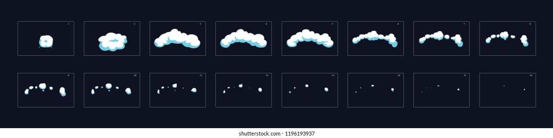 Smoke  explosion effect. Explosion Animation. animation Smoke effect. Animation Sprite sheet for games, cartoon or animation.
