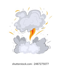 smoke explosion effect cartoon. bomb energy, cloud flame, yellow abstract smoke explosion effect sign. isolated symbol vector illustration